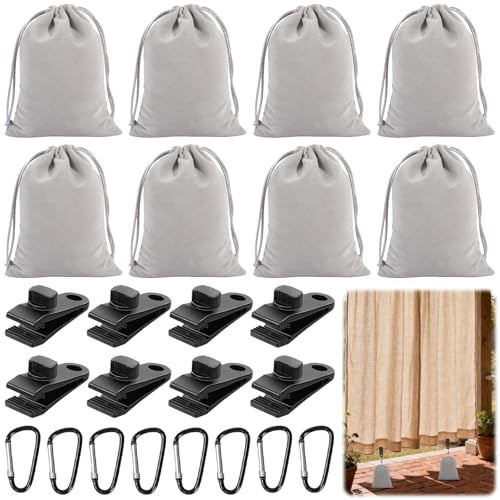 XSHAO® 8 STK Tragbare Gewichtstasche für Pavillon-vorhänge Im Freien, Sandsäcke zum Beschweren mit Karabiner und Clips Sandsack Beschwerung Gewichte für Außenvorhängen/Zelten/Tischdecken