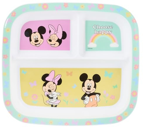 Disney Mickey & Friends 3-teilige Kinderteller - BPA-frei, langlebig & farbenfroh Essen für Kinder, perfekt für ausgewogene Mahlzeiten - ab 36 Monaten