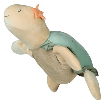 Sterntaler Handpuppe Schildkröte aus weichem Flausch, Kinder- und Babyspielzeug, wattiert mit Polyesterwatte, mit Rüschendetail, 30 × 30 × 8,5 cm – pudergrün