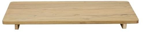 Mango Wood Serving Board with Legs, 60x30cm Large Raised Wooden Platter Display Stand for Cheese, Charcuterie, Cake and Party Food