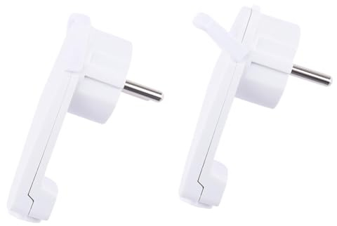 Prterver 2 Stück Weißer Schuko-Winkelstecker Flach, Schuko-Flachstecker 250 V (16 A), Schuko-Stecker, Schukostecker Flach, EU-Stecker Zubehör