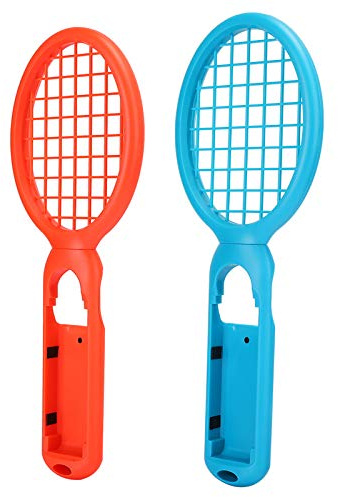 Bewinner Tennisschläger-Controller mit Bewegungserkennung für, Spielekonsolen-Zubehör, 2 Stück, Rot, Blau, Leichtes, Ergonomisches Design mit Riemen, Tennis ACE Game (Rot + Blau (Farbfeld))
