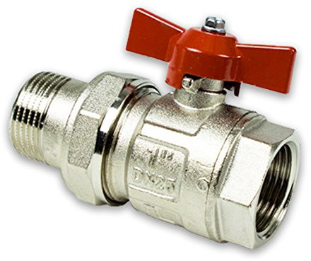 Messing Kugelhahn mit Flügelgriff & Verschraubung 3/4''IG - 3/4''AG [DN20-DN20]