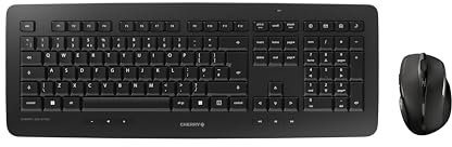 CHERRY DW 5100, Wireless Desktop Set, UK Layout (QWERTY), 2.4 GHz RF, Plug & Play, Ergonomic Right-Handed Mouse, Battery-Operated Black