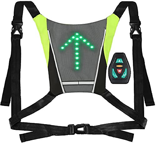 Lixada USB Reflektierende Weste Rucksack mit LED Signal Licht anmachen Fernbedienung zum Radfahren Laufen Gehen Joggen Grau