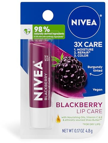 Nivea Lip Care Blackberry Tinted Lip Balm with Shea Butter, Nourishing Oils and Vitamin C and E 50ml