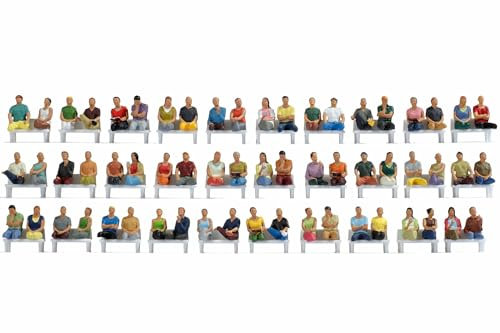 NOCH® Mega-Spar-Set „Sitzende Passagiere“, 60 handbemalte Figuren ohne Beine perfekt für Modellbahn H0
