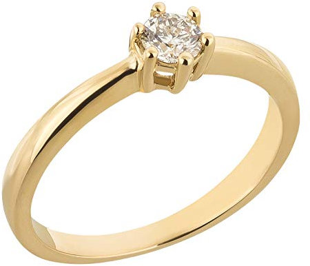 Ardeo Aurum Damenring aus 585 Gold Gelbgold mit 0,25 ct Diamant Brillant Solitär Verlobungsring Viertelkaräter