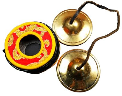 Gandhanra Tibetan Tingsha Glocken - Tibetische Fingerzimbeln - handgefertigt in Nepal - für Klangheilung, Yoga, Meditation und Achtsamkeit - Messing - Plain - 6,5 cm