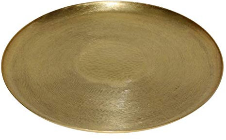LaLe Living Tepsi, vassoio orientale rotondo, in ferro dorato, diametro 37 cm, da usare come vassoio da portata o come vassoio decorativo per candele, vasi o come corona dell'avvento