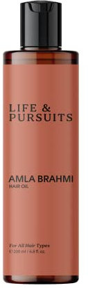 Life & Pursuits Amla Brahmi Hair Oil for Hair 200 ml & Scalp Health| Natural, Indian Ayurveda Oil for Healthy & Shiny Hair | Coconut, Castor, Sesame, Triphala, Gotukola