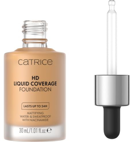 Catrice HD Liquid Coverage Foundation, Nr. 048, Nude, langanhaltend, mattierend, matt, für unreine Haut, vegan, ölfrei, wasserfest, ohne Alkohol, 1er Pack (30ml)