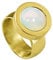 Quiges Ring Gold Edelstahl Glänzend 12mm Mini Coin Halter Wechselring und Austauschbar Opal Coin in Größe 17mm
