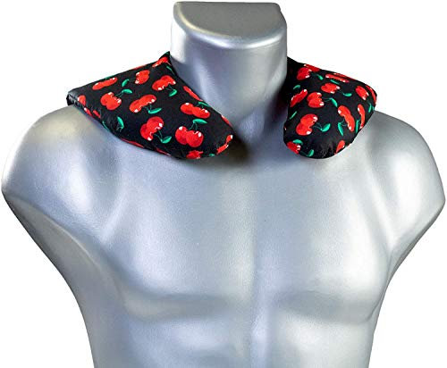 Cuscino per collo classico 30x33cm - Cuscino termico cervicale con noccioli di ciliegia (Colore: cherry-black)