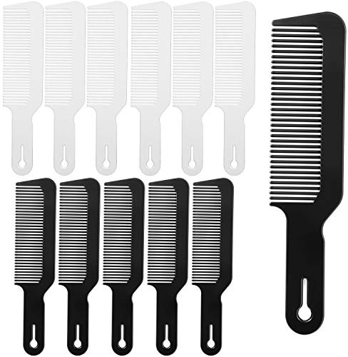 Boao 12 Pieces Clipper Combs, Barber Combs 9 Inch, Black and White, Plastic