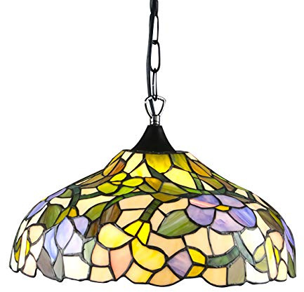 Tiffany-Stil Pendelleuchte, Vintage-Glasmalerei Pendellampe, Höhenverstellbare E27-Hängelampe Für Schlafzimmer Wohnzimmer Esszimmer Cafe Bar Küche, 40 Cm [Energieklasse A ++]