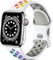 Epova Sport Cinturino in Silicone Compatibile con Apple Watch 40mm 38mm 41mm 42mm, Traspirante Cinturini di Ricambio per iWatch SE Series 10 9 8 7 6 5 4 3 2 1, Bianco/Arcobaleno, Piccolo
