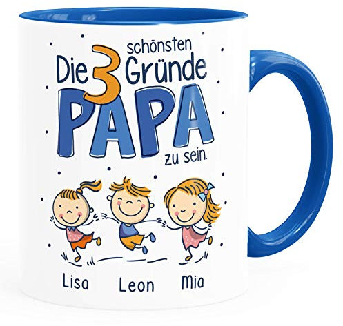SpecialMe® Kaffee-Tasse Die schönsten Gründe Papa zu sein Spruch 1-4 Kinder - personalisiertes Geschenk zum Vatertag Papa inner-royal Keramik-Tasse