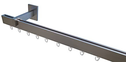 Innenlaufsystem Gardinenstange Square-LINE kantig, auf Maß - Aluminium - 280 cm 1-Lauf