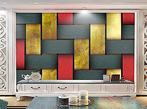 Moderne minimalistische gold gestreifte quadratische rote Tapete für Schlafzimmer Wohnzimmer Wanddekoration Wandbild fototapete 3d effekt tapeten Wohnzimmer Schlafzimmer kinderzimmer-150cm×105cm