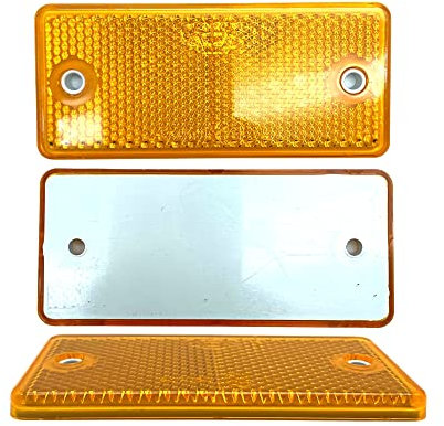 DOJA Barcelona | Anhänger Reflektor Rechteckig | Rückstrahler Universal | Pack 10 Gelb | Anhänger Beleuchtung, Reflektoren Aufkleber, Auto Reflektoren, Motorrad Reflektorband, Wohnwagen Katzenaugen