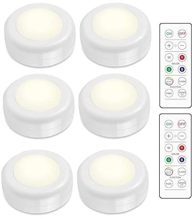 INF LED Spot RGB Batterie mit Fernbedienung, 16 Farben LED Nachtlicht, Batteriebetriebene Schrankleuchten, Beleuchtung Dimmbar Treppenlicht, 6 Stück