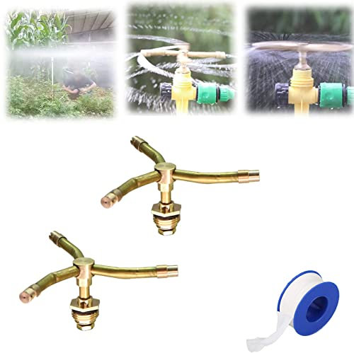 Bonseor 2/3/4 Arm Automatic Rotary Sprayer, 360 Degree Rotation Irrigation System Sprinkler Head, Garden Sprinklers for Small Areas (3-arm,2pcs)