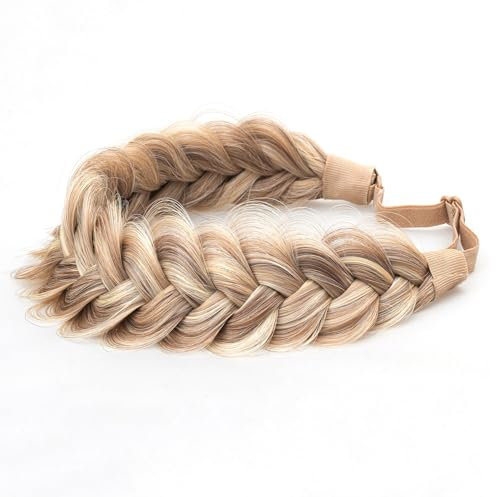 TOECWEGR Extensions Haarband Haarreifen Zopf Geflochten Classic Chunky Wide Plaited Wedding Fluffy Braids Wig Women Girl Beauty Accessory (Creme braun), Kupfer, Einheitsgröße