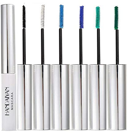 Hocossy 12 Farben Mascara Langanhaltender Schwung Schlanke Wimpern Wasserfest Verschmutzungsfrei Mascara Einfach zu färben Feine Bürste Grün Schwarz Weiß Wimpern