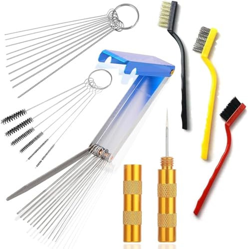 Airbrush Kit Cleaning Set - 32 Piece, 5 Cleaning Needles, 10 Brushes, 13 Wires, 1 Sharpen Pick