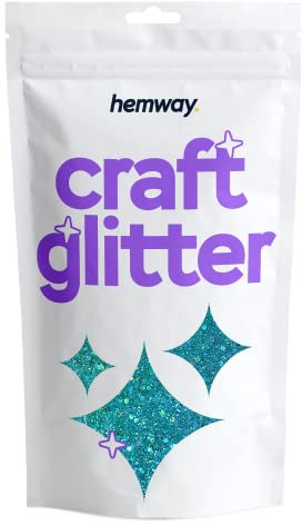 Hemway Craft Glitter - Turquoise Blue Holographic | 100g Multi Size Metallic Sequin Flakes for Resin & Epoxy Crafts | Supplies for Tumblers, Cards, Jewellery, Candle, Hair, Face, Body & Nail Art
