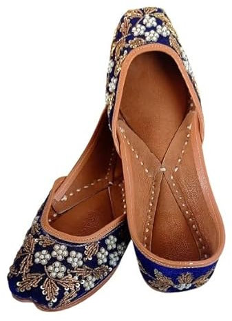 EthnicVibes Sreedevi Ethno Punjabi Jutti Verzierung Indische Hochzeit Frauen Party flach US Größe 6-10 DLY Vol-C, design 1, 39 EU