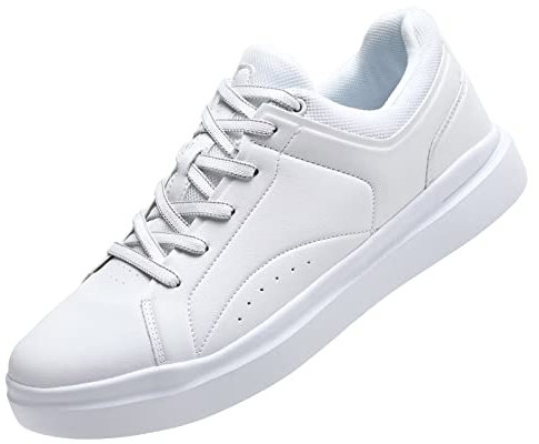 Wryweir Herren Schnürschuhe Freizeitschuhe leichte und atmungsaktive Schuhe für Männer mit weicher Sohle Mode-Trainer 42 EU Weiß