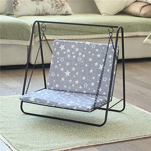 LXLZYXSF Hundebett Haustierschaukel Für Katzen Welpen Kleine Hunde, Eisen Metall Kleintiere Hängemattenbett - Innenbereich Im Freien Hundezwinger (Color : with Cushion A, Size : 50x30x50cm)