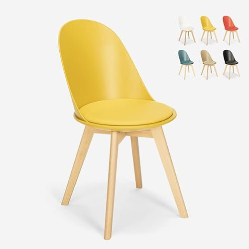 Produce Shop Stuhl in Skandinavischen Design aus Holz mit Kissen für Küche Esszimmer Bib Nordica - Gelb