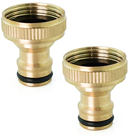 Flatro Pack of 2 Hose Pipe Connector Garden Tap Hose Connector Suitable for 3/4 Inch Taps – Female Threaded Tap Connector for Hosepipe
