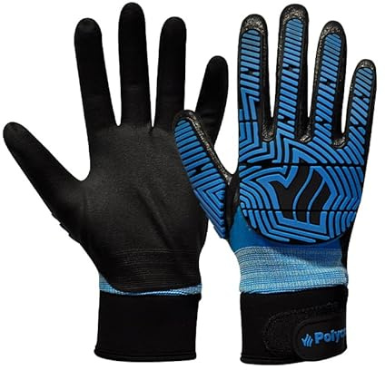 POLYCO Polyflex Hydro TP Safety Gloves with Impact Protection and Touchscreen Ready - Blue/Black PHYTP (9 (L))