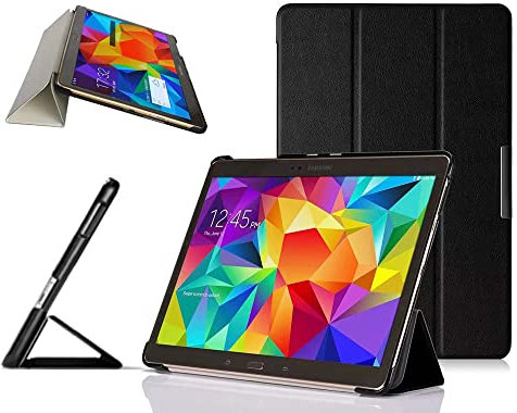 Custodia per Samsung Galaxy Tab S 10,5 SM- T800/T805 Tablet Cover- Business Light Luxury Premium Smart PU Leather Cover con Auto Sleep/Wake (nero)