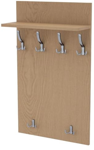 AKKE Garderobenpaneel Wandgarderobe Mit Ablage Wandpaneel Garderobe PVC Maxi Zimt-eiche 120cm x 60 cm