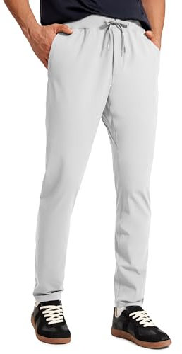 CRZ YOGA Herren Leicht Joggerhose Slim Fit Casual Jogger Sporthose Freizeithose Trainingshose mit Taschen - 76cm Platingrau L