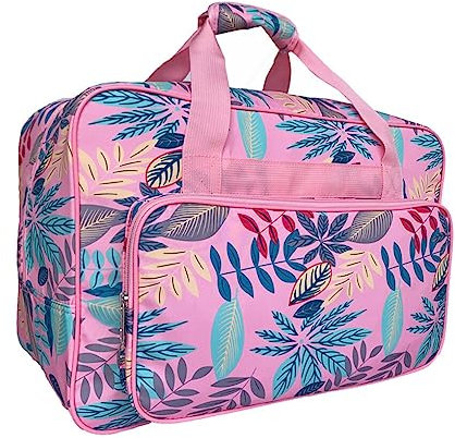 BOKIOESDE Reise Aufbewahrungstasche Nähmaschinen Tragekoffer Halter mit Griff Organizer Tote Nylon Druckträger Fächer, Rosa