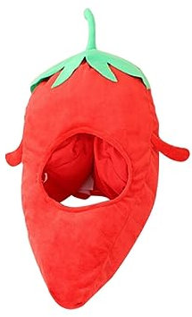Surakey Dame Mädchen Plüsch Obst Hut Mütze Wintermütze Lustige Chili Obst Plüsch Hut Ohrenschützer Mützen Kopfbedeckung Halloween Karneval Kappe Mütze Kostüm Zubehör für Weihnachten Cosplay Party
