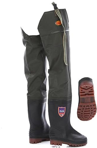 Stivali A Coscia da Pesca Stivali da Pesca Impermeabili in PVC, Stivali da trampoliere Alti 80 cm, con Fibbia Regolabile e Suola Oxford Resistente all'Usura (Color : Green, Size : 41 EU)