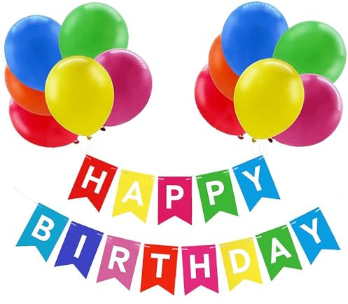 Luftballons Geburtstag Dekoration Set, Farbe Geburtstagsdeko Happy Birthday deko Banner Party Deko Geburtstag Set mit Farbe Happy Birthday Luftballons(Farbe)