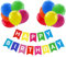 Luftballons Geburtstag Dekoration Set, Farbe Geburtstagsdeko Happy Birthday deko Banner Party Deko Geburtstag Set mit Farbe Happy Birthday Luftballons(Farbe)