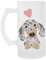 JINBETEE Perro Salchicha Dachshund Dapple Plata Azul Amor Vaso De Cerveza Transparente Con Asa