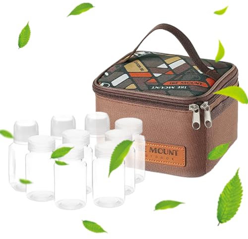 Vesone Tragbares Camping-Gewürzset, Reisegewürzbeutel,9-teiliges Salz- und Pfefferstreuer-Set - Teilbare Aufbewahrungstasche, Salz- und Pfefferhalter für Outdoor-Reisen, Camping, Grillen, Picknick