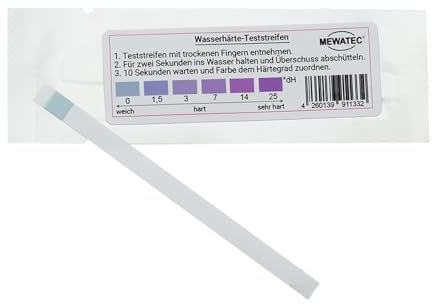 MEWATEC Wasserhärte Teststreifen 10 Stück - Messbereich 0° - 25° dH