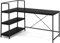 Giantex Eckschreibtisch, wendbar, L-Form, Computer-Schreibtisch mit 3 Regalen & Metallrahmen, Computertisch, für Arbeit, Studium, Spiele, platzsparend, 148 x 100 x 90 cm (schwarz)