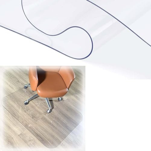 100x114cm/90x120cm/150x200cm Transparente Bürostuhlmatte, 1mm Transparente Schreibtischstuhlmatte, PVC-Bodenschutz für Heimbüro, für Bürostuhl Auf Teppich für Arbeit, Zuhause, Gaming(Größe:114x130cm)